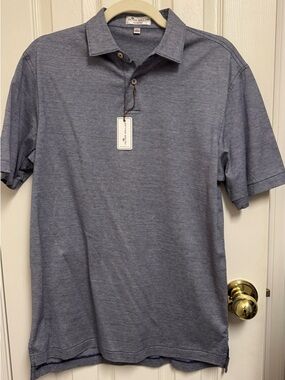 Peter Millar Heathered Slate Blue Short-Sleeve Polo